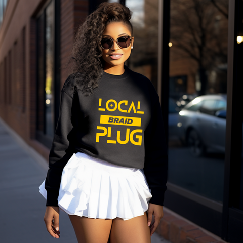 Local Braid Plug Crewneck Sweatshirt - Yellow on BLK