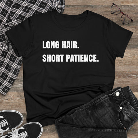 Hair Short Patience White/Pink on Black Long Tshirts