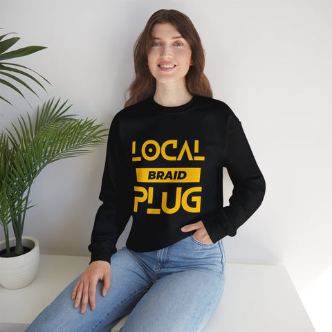 Local Braid Plug Crewneck Sweatshirt - Yellow on BLK