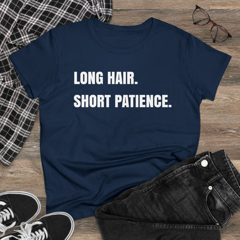 Hair Short Patience White/Pink on Black Long Tshirts